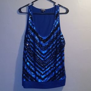 Blue sequins tank top